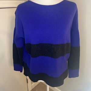 Eileen Fisher High Low Sweater Black‎ And Purple Small Yak And Wool